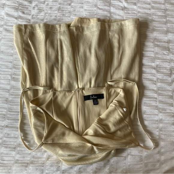 Gold Lulus Mini Ruched Dress - Picture 3 of 3